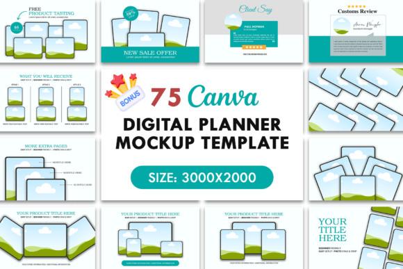 Download 75 Digital Planner Listing Canva Mockups - Mockups Collection